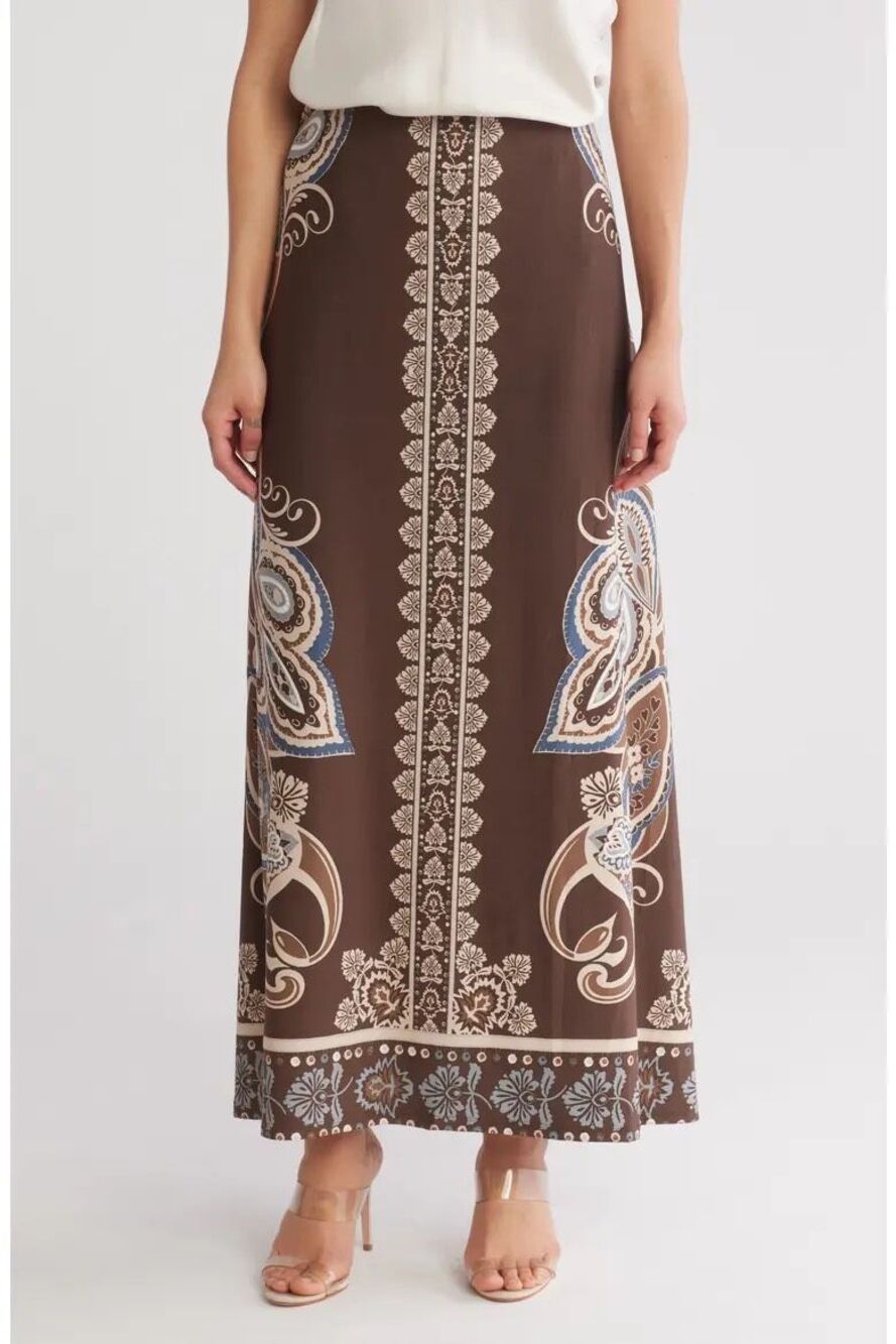 ✨Vince Comuto Ornate Peacock Print A-Line Maxi Sz Large Skirt✨